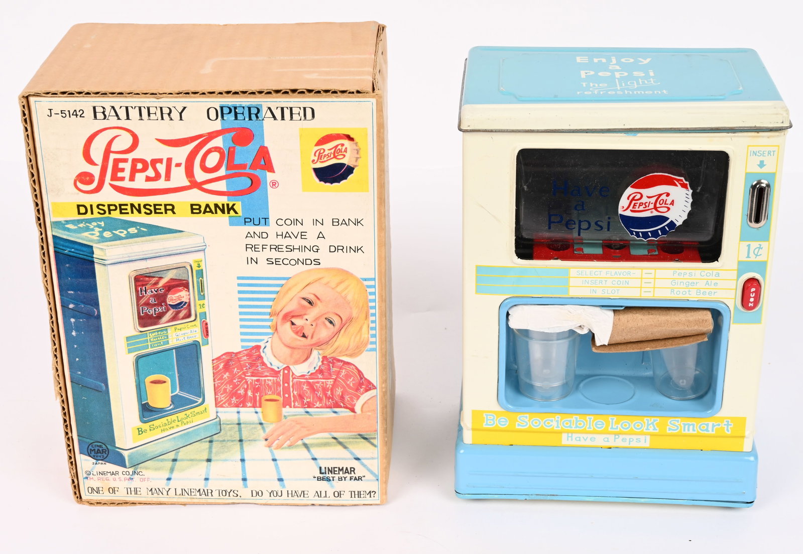 LINEMAR BATTERY OP PEPSI DISPENSER BANK w/BOX (1 of 5)