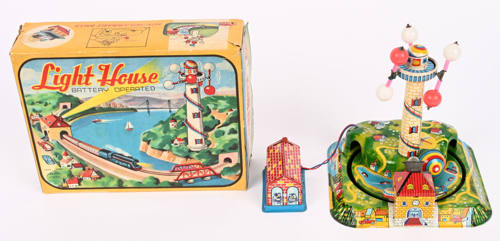 JAPAN BATTERY OP LIGHT HOUSE w/ BOX (1 of 8)