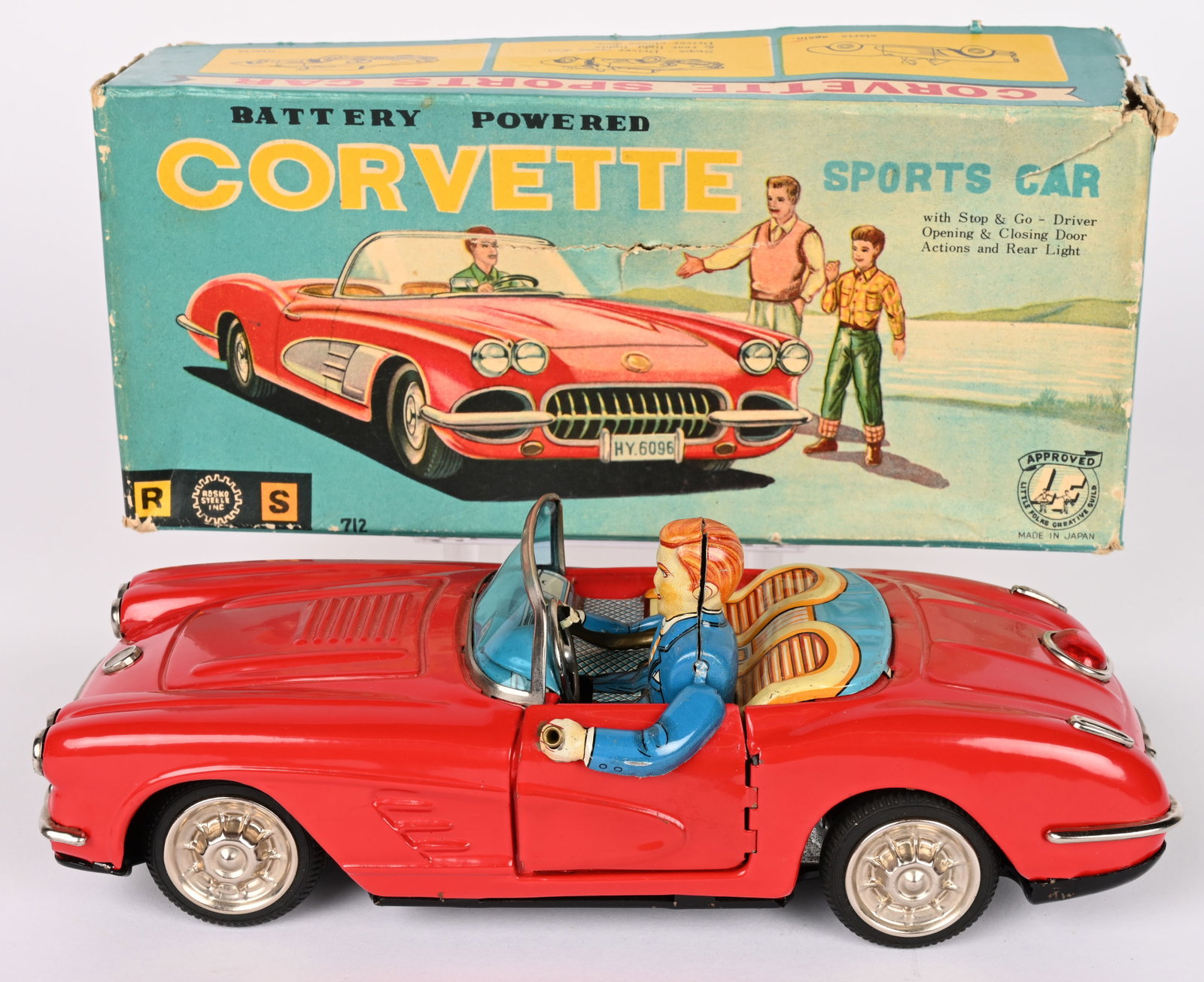 YONEZAWA BATTERY OP CORVETTE SPORTS CAR w/ BOX (1 of 11)