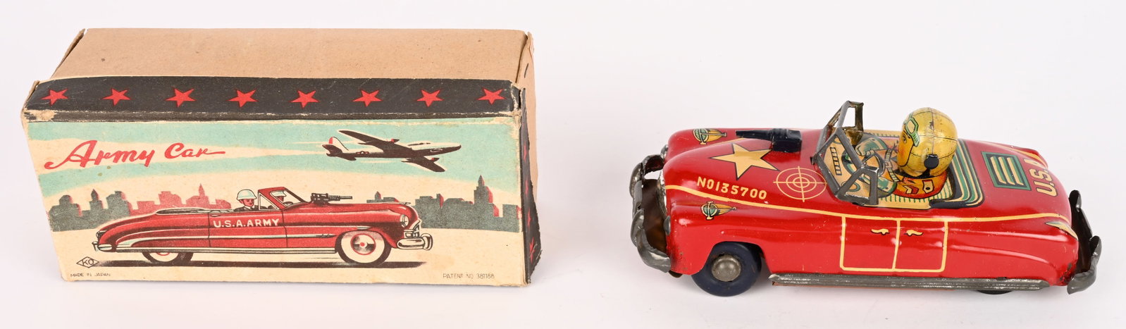 YOSHIYA TIN FRICTION ARMY CAR w/ BOX (1 of 10)