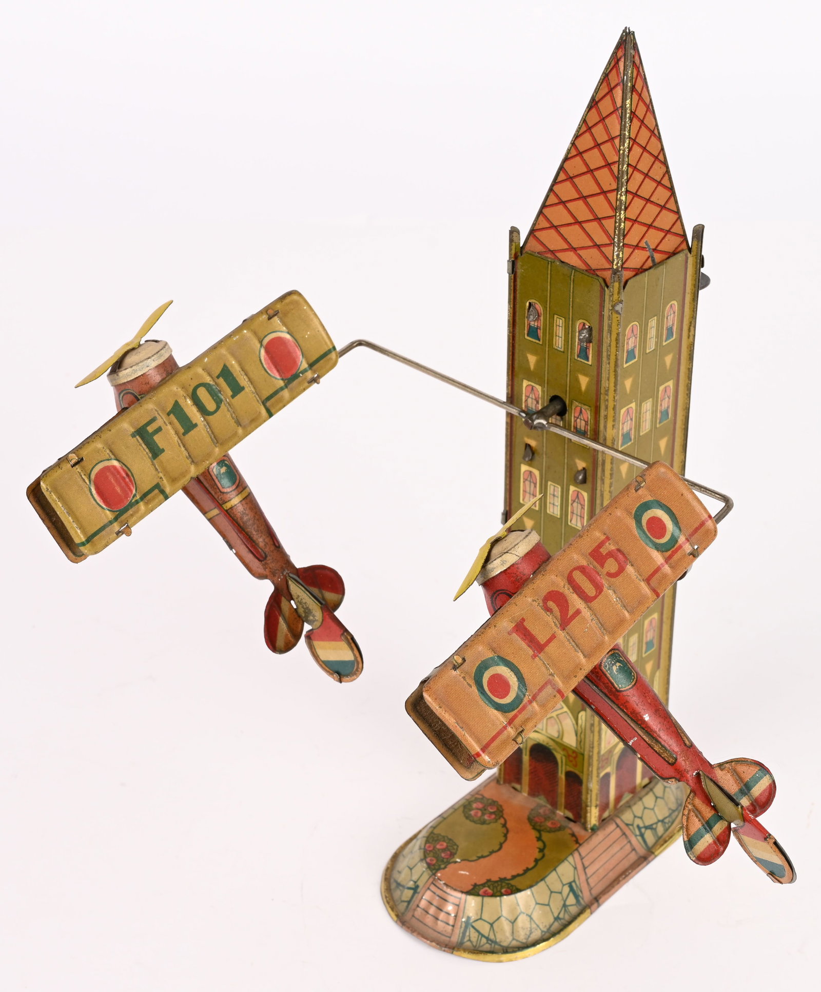 PREWAR JAPAN TIN WINDUP AIRPLANE GO-ROUND (1 of 6)