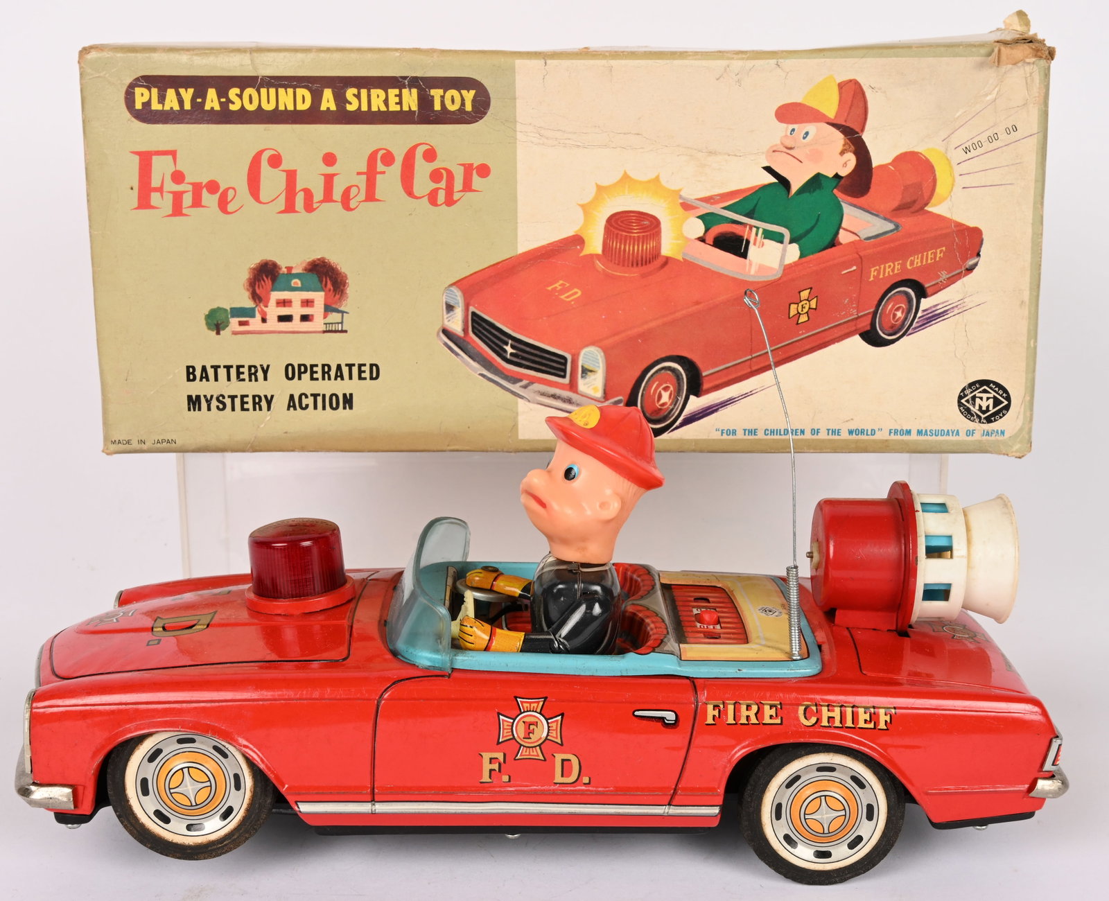 JAPAN BATTERY OP FIRE CHIEF CAR w/ BOX (1 of 12)