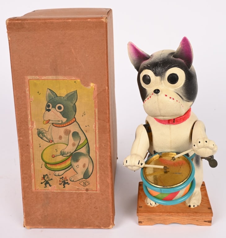 PREWAR JAPAN CELLULOID WINDUP FRENCH BULLDOG (1 of 11)