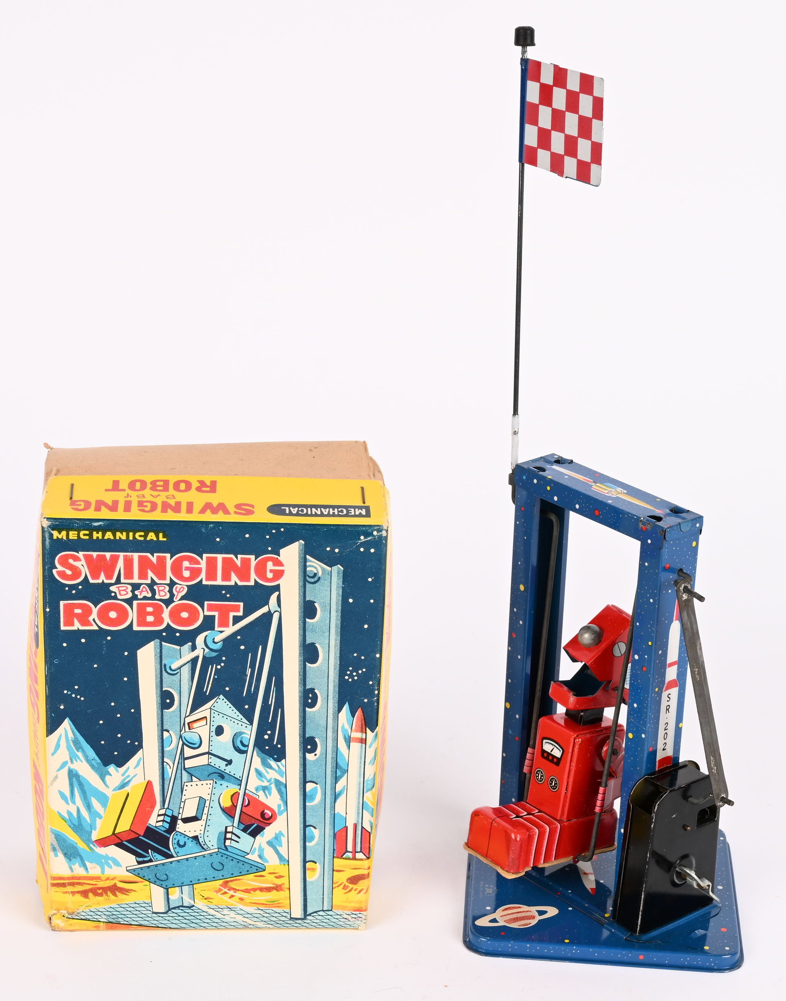 YONE TIN WINDUP SWINGING BABY ROBOT w/ BOX (1 of 10)