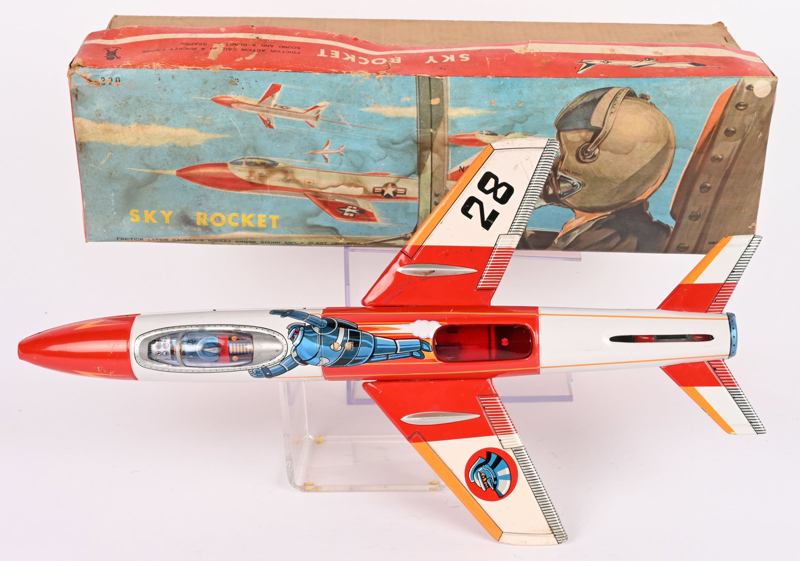 BANDAI TIN FRICTION TETSUJIN 28 SKY ROCKET w/ BOX (1 of 12)