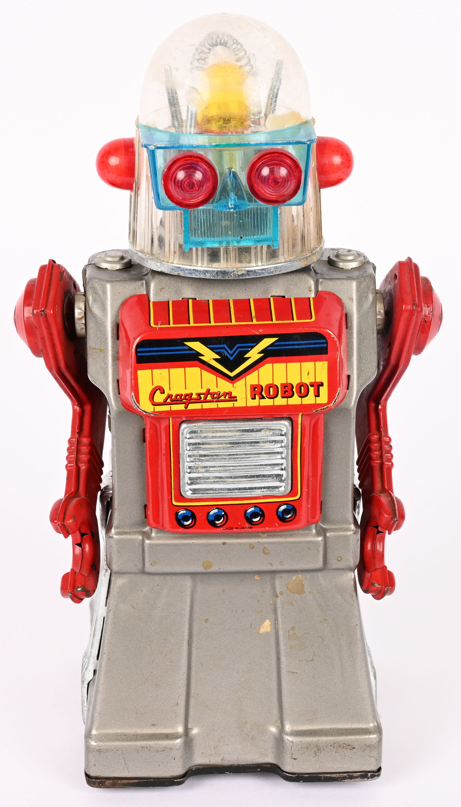 YONEZAWA BATTERY OP CRAGSTAN ROBOT: Japan battery operated Cragstan Robot. All original in great condition. Has clean battery box. Worked when tested. 11" Excellent