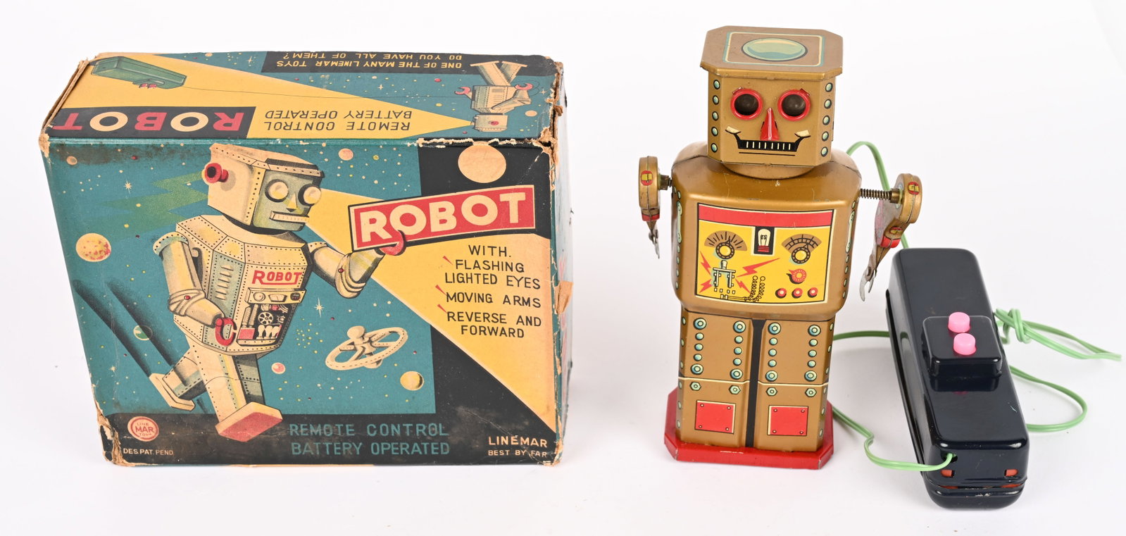 LINEMAR BATTERY OP GOLDEN ROBOT w/ BOX (1 of 11)