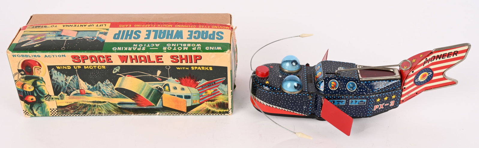 YOSHIYA TIN WINDUP SPACE WHALE SHIP w/ BOX (1 of 10)