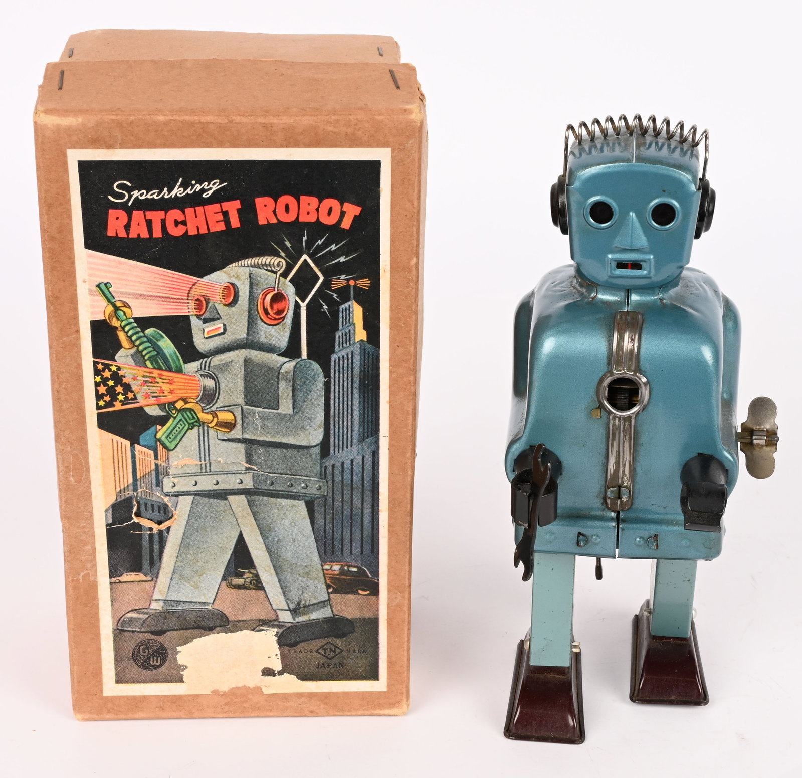 NOMURA TIN WINDUP RATCHET ROBOT w/ BOX (1 of 10)