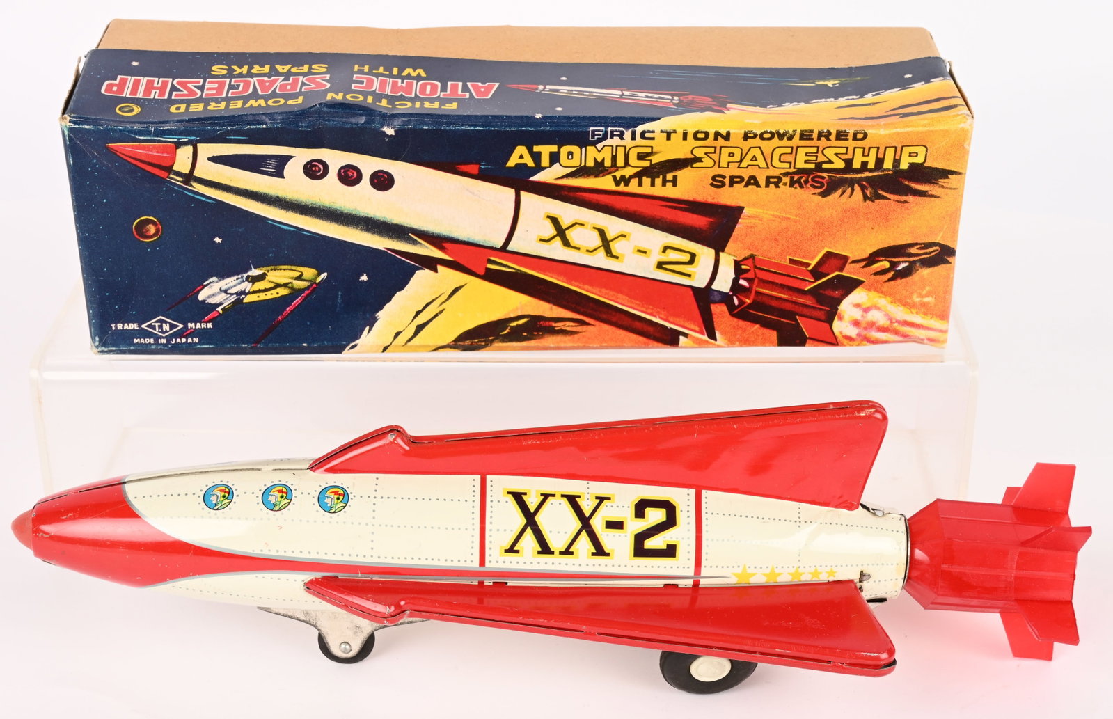 NOMURA TIN FRICTION ATOMIC SPACESHIP XX-2 w/ BOX (1 of 10)