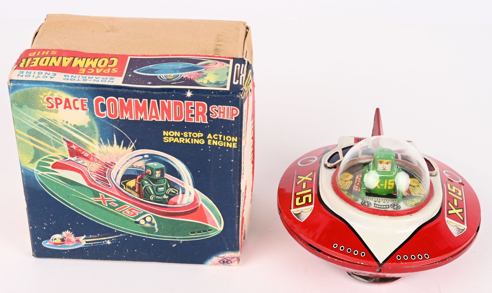 YOSHIYA TIN WINDUP SPACE COMMANDER SHIP w/ BOX (1 of 11)