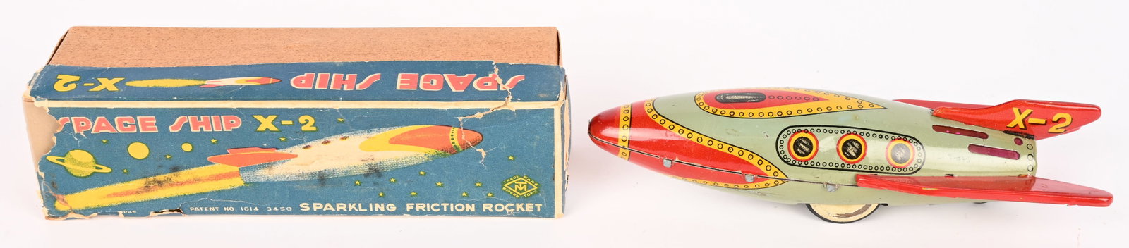 MASUDAYA TIN FRICTION SPACE SHIP X-1 w/ BOX (1 of 11)