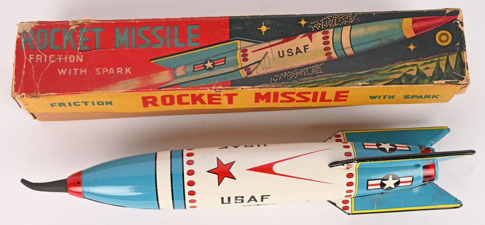 JAPAN TIN FRICTION USAF ROCKET MISSILE w/ BOX (1 of 11)