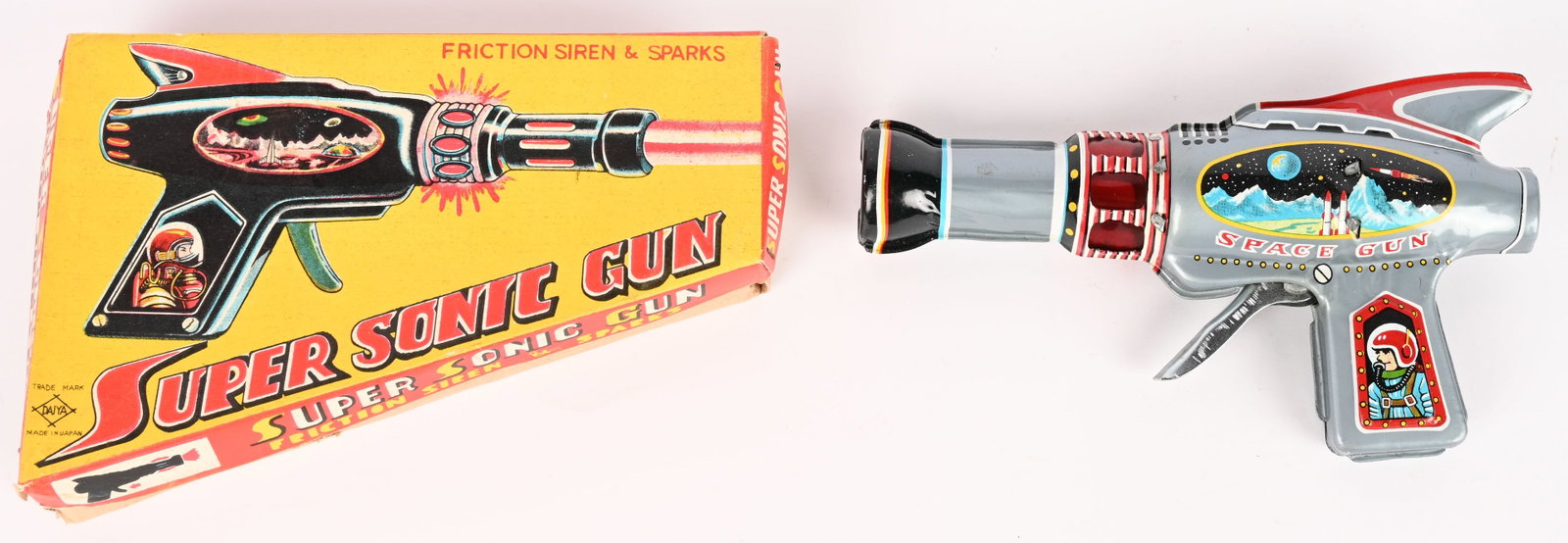 DAIYA TIN FRICTION SUPER SONIC GUN w/ BOX (1 of 9)