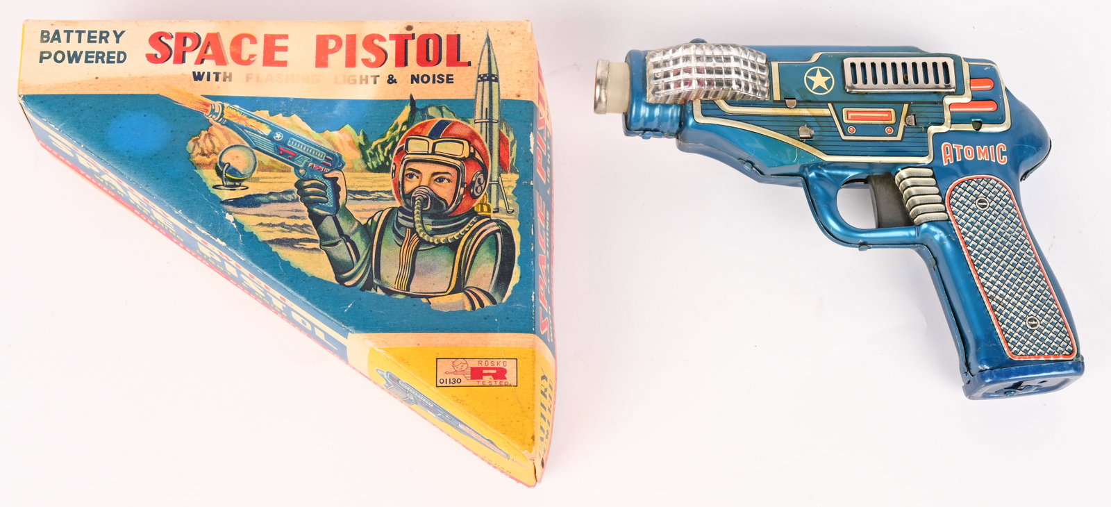 NOMURA BATTERY OP ATOMIC SPACE PISTOL w/ BOX (1 of 10)