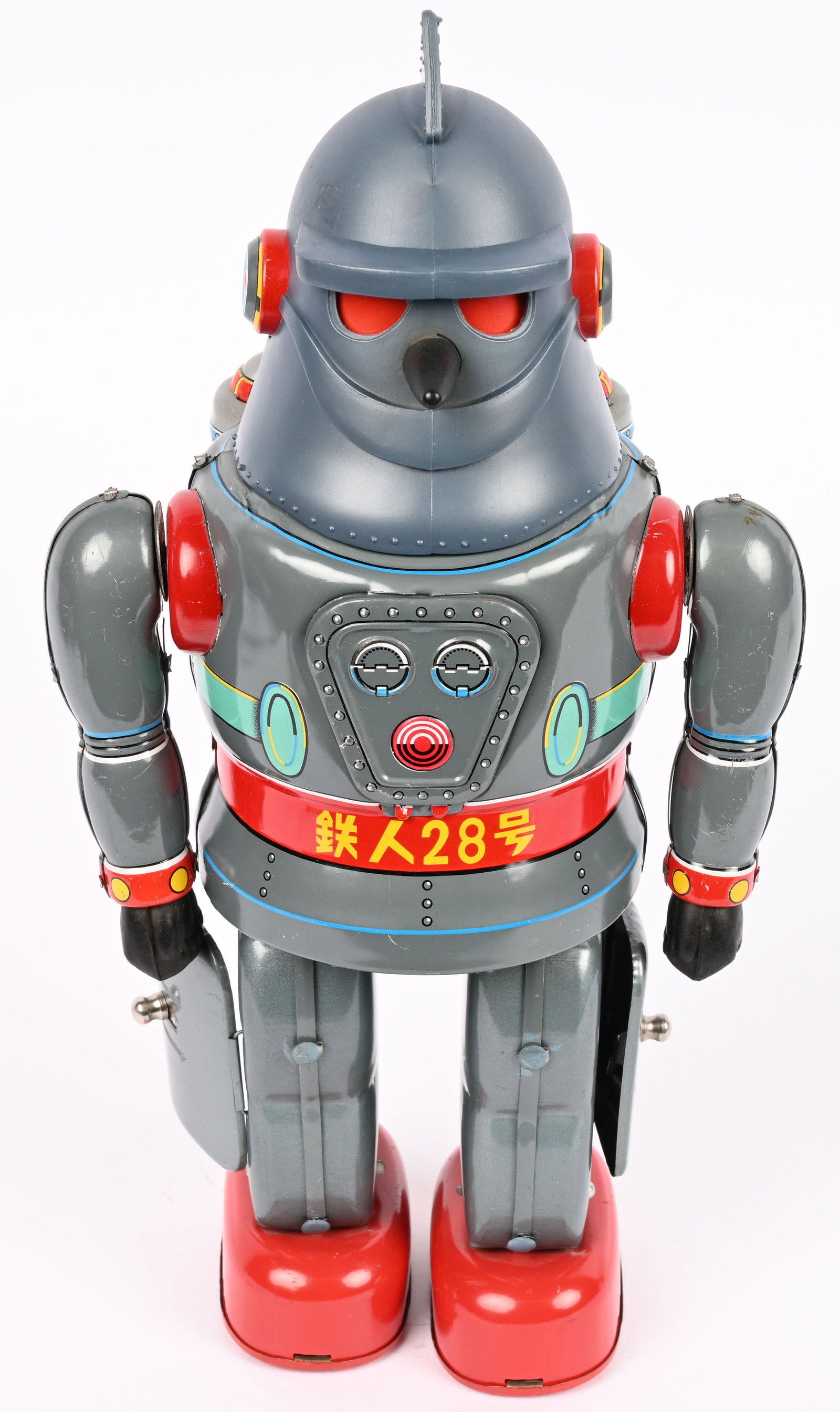 NOMURA BATTERY OP TETSUJIN NO.2 ROBOT: Original (not contemporary reproduction) Tetsujin No2. All original in very clean condition. Clean battery boxes. Lights up but did not operated when tested. 13" Excellent