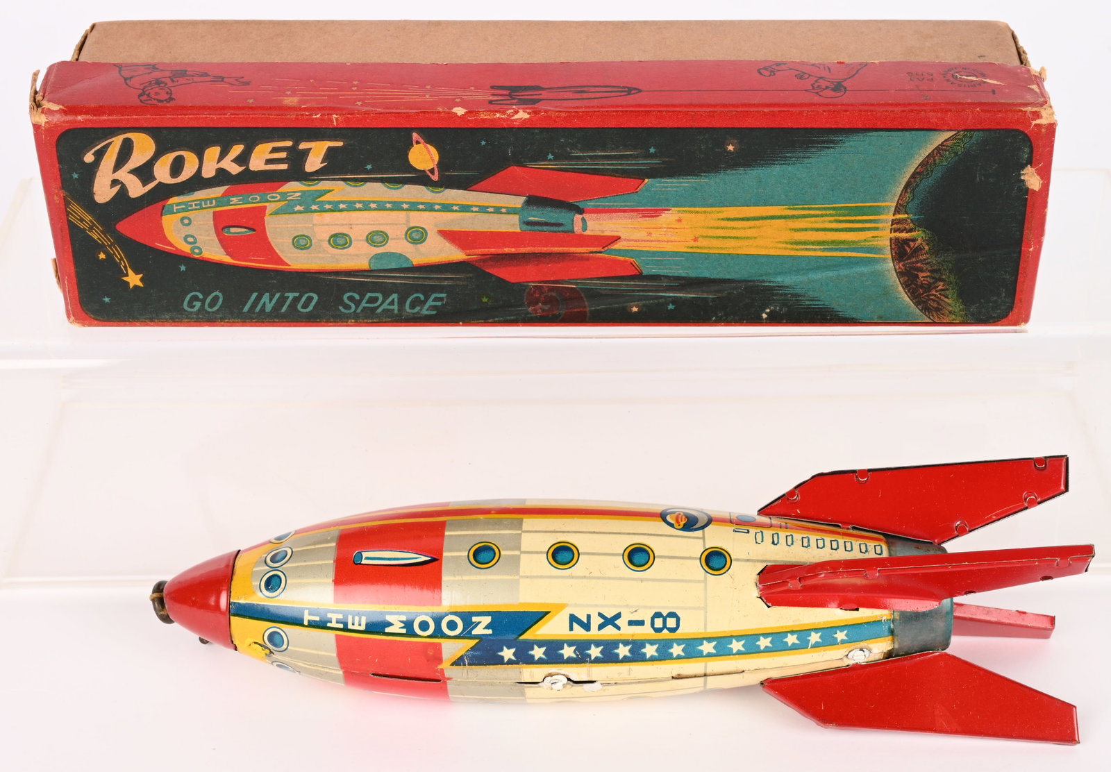 MARUSAN TIN FRICTION ZX-8 MOON ROCKET w/ BOX (1 of 11)