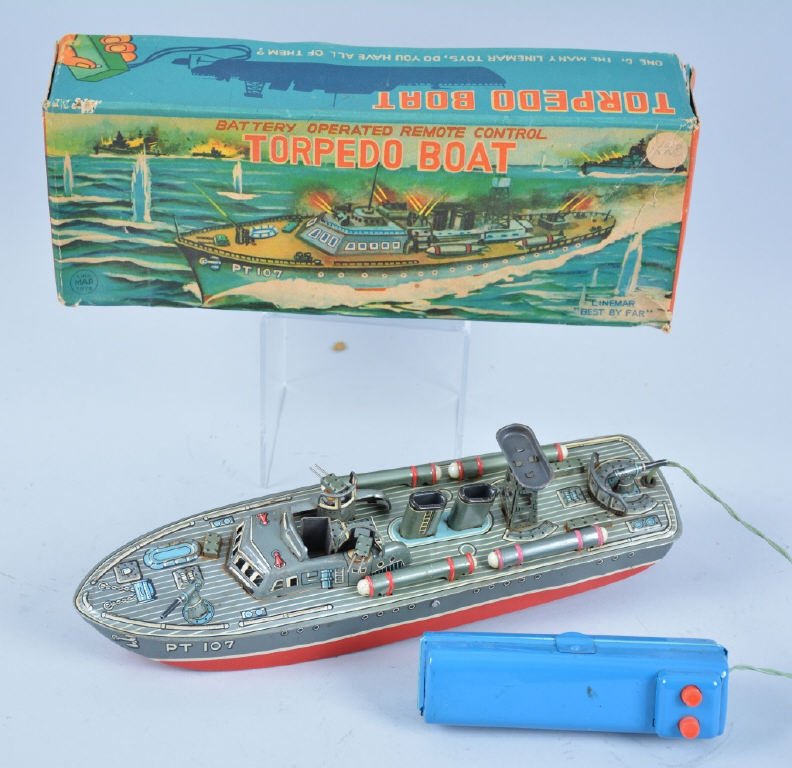 LINRMAR Battery Op TORPEDO BOAT w/Box: All original and complete. With Box. Excellent