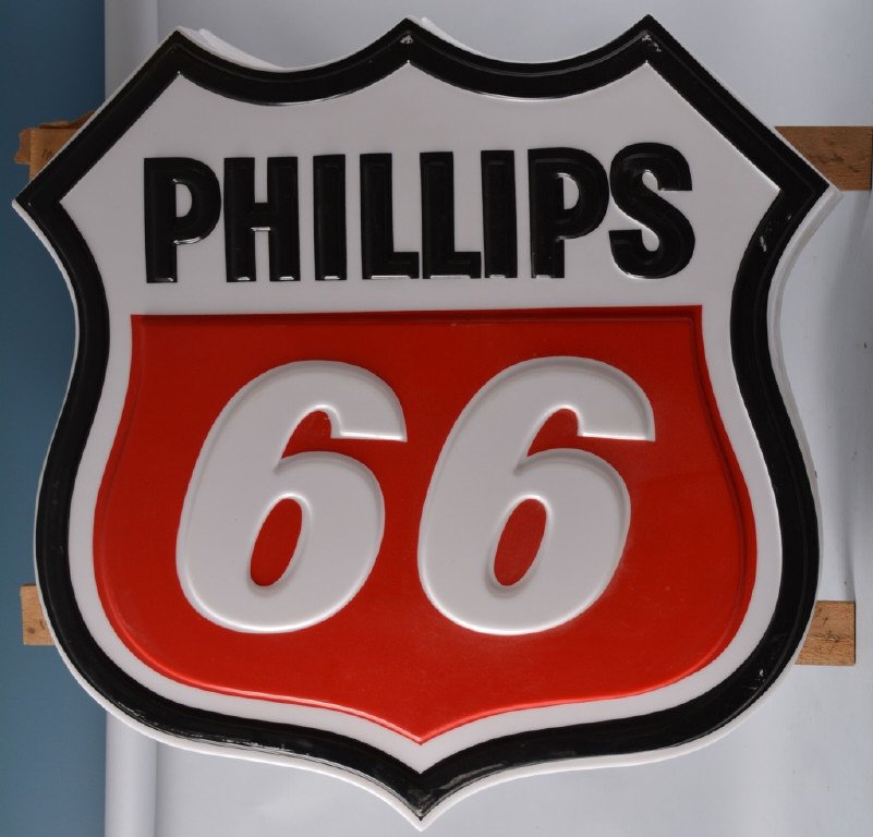 PHILLIPS 66 STATION SIGN: 44"x44" Complete lighted sign. Oversized. Excellent