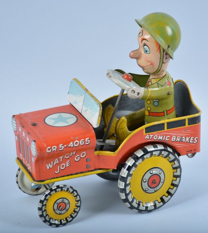 UNIQUE ART GI JOE JOUNCING JEEP: All original with great colors and graphics. Very Good