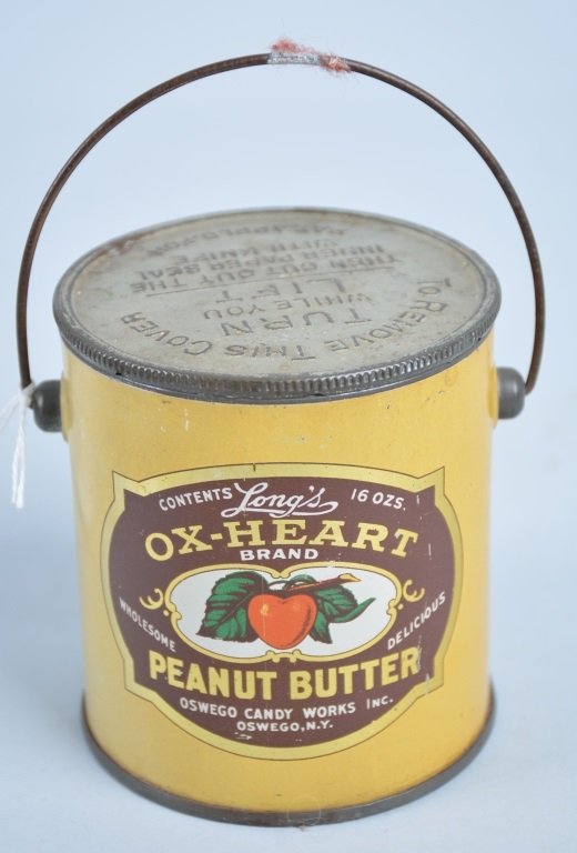 Antique Ox-Heart Peanut Butter Tin: Excellent overall condition
