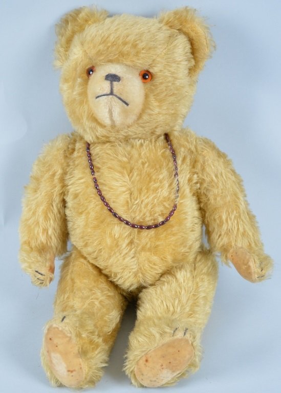 Vintage 17" TEDDY BEAR possibly STEIFF: Excellent early Teddy Bear that’s straw filled mohair. Bear is fully jointed with glass eyes. All original with great color. Measures 17" Tall. Excellent
