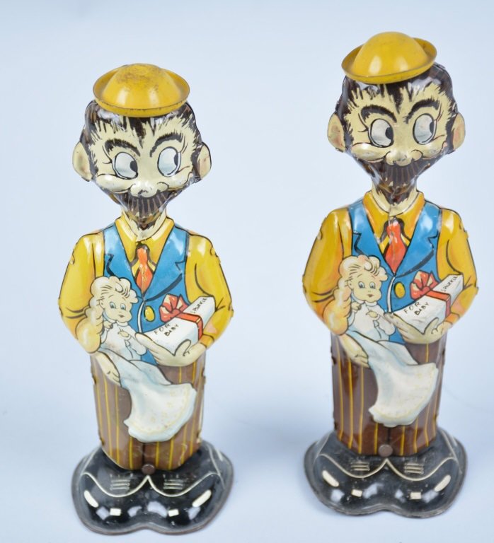 Lot of 2 MARX TIN WINDUP BO PLENTY WITH SPARKLES: Both all original including hats. Great colors. Excellent