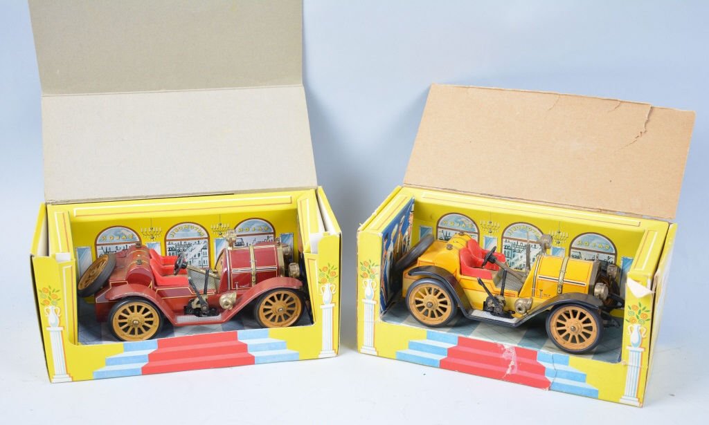 Lot of 2 SCHUCO WINDUP OLD TIMER CARS: Includes 2 Mercers with boxes. Excellent