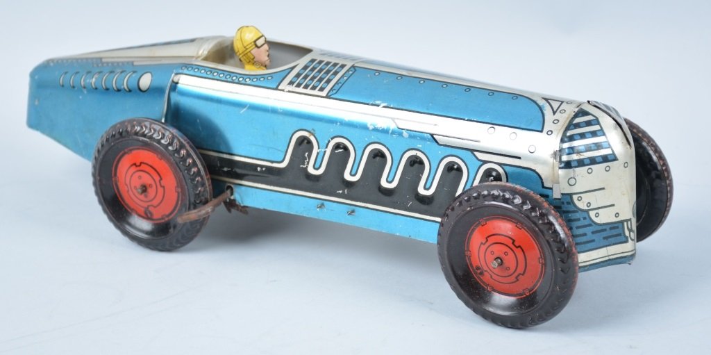 MARX TIN WINDUP BOATTAIL RACER: All original with great color. Very Good