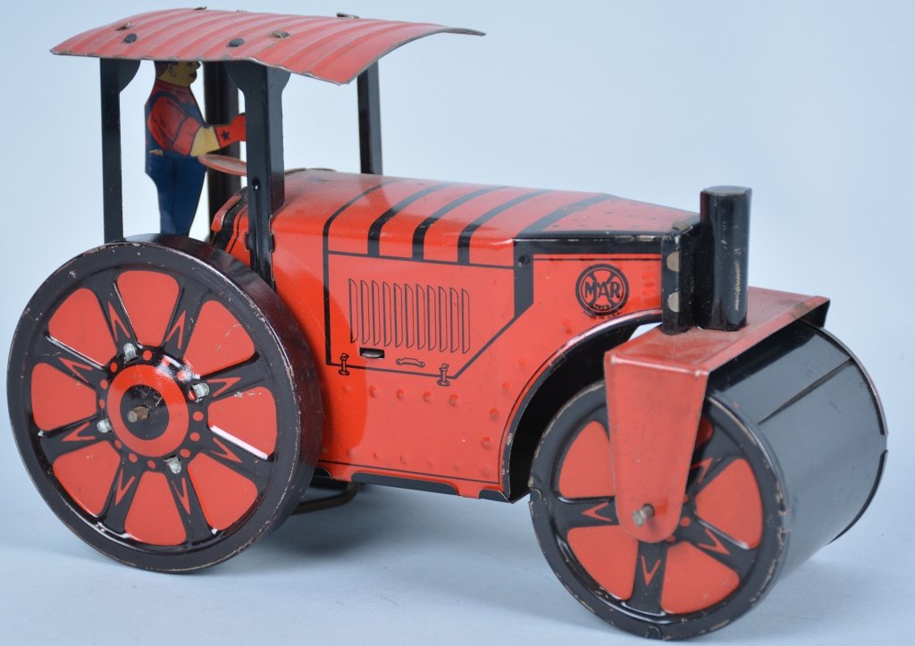 Marx 1930's Road Roller Tin Windup: Excellent overall working condition, forward reverse action, 8 1/2" long