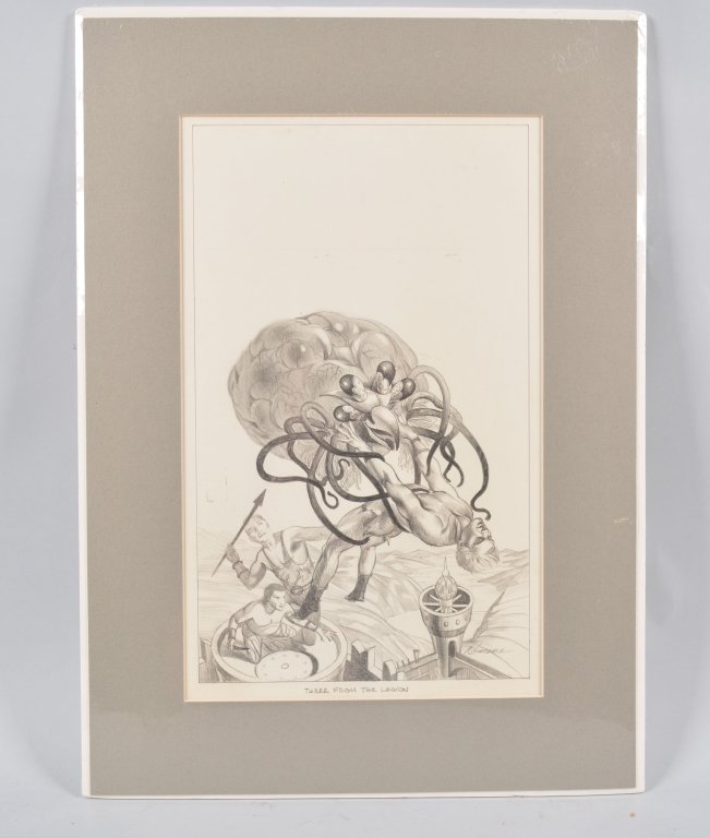 Rowena Morrill Preliminary Comic Art Work: Excellent condition, 14" by 9" matted