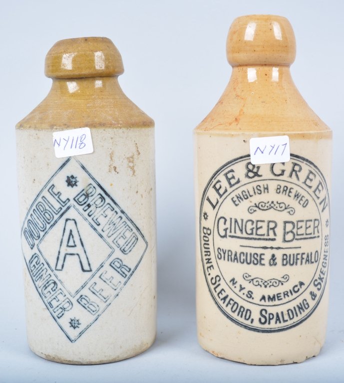 2-New York Ginger Beer, Syracuse and Buffalo, NY: Book # NY-17 and NY-118, 1902-1928, 7 1/2", Lee & Green Buffalo, NY and Doubled Brewed, Syracuse, NY. - Excellent