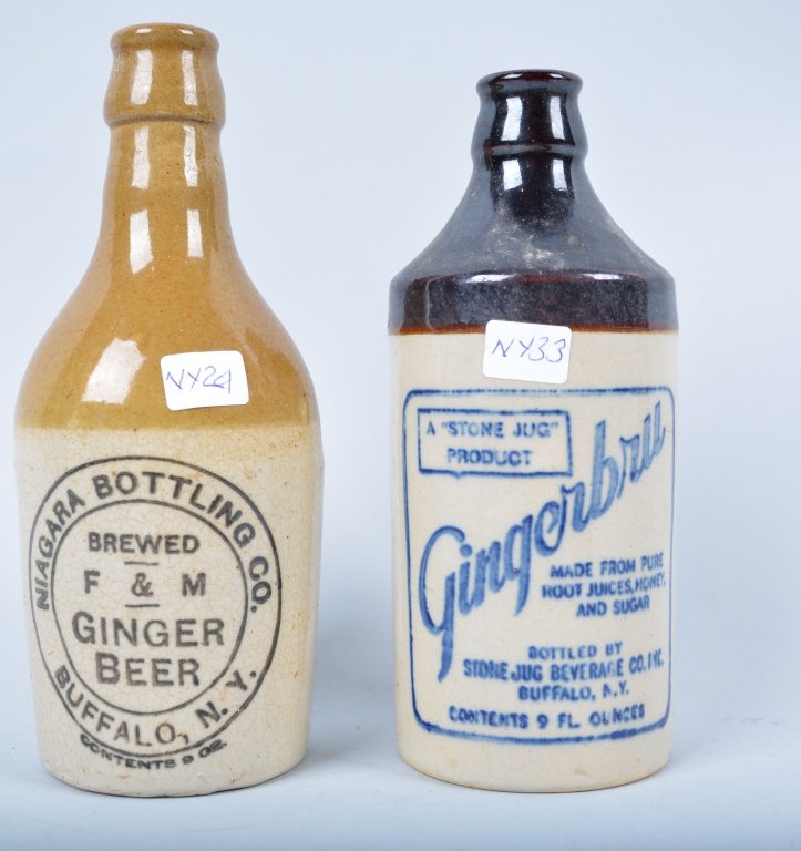 2-New York Ginger Beer, Buffalo, NY: Book # NY-24 and NY-33, 1910-1912, 7 1/4", Nice graphics - Excellent