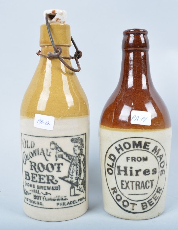 2-Pennsyvania Ginger Beer: Book # PA-12 and PA-14, 7 1/2", Old Colonial's Pittsburgh 1906, and Old Home Made, 1870-1990. - Excellent