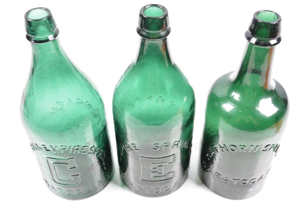 3-Mineral Springs Water Bottles, Ny: 19th century, Empire Springs, Hathorne, and Congress & Empire, 9 3/4", , -Very-Excellent