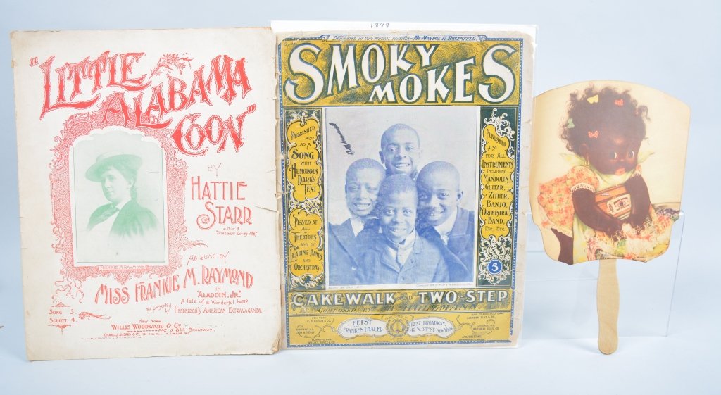 3-Vintage Black Americana: Mammy's Pride, Soap advertising fan 12" by 7", 2 Black Americana sheet music., Sheet music has wear, Good-Excellent