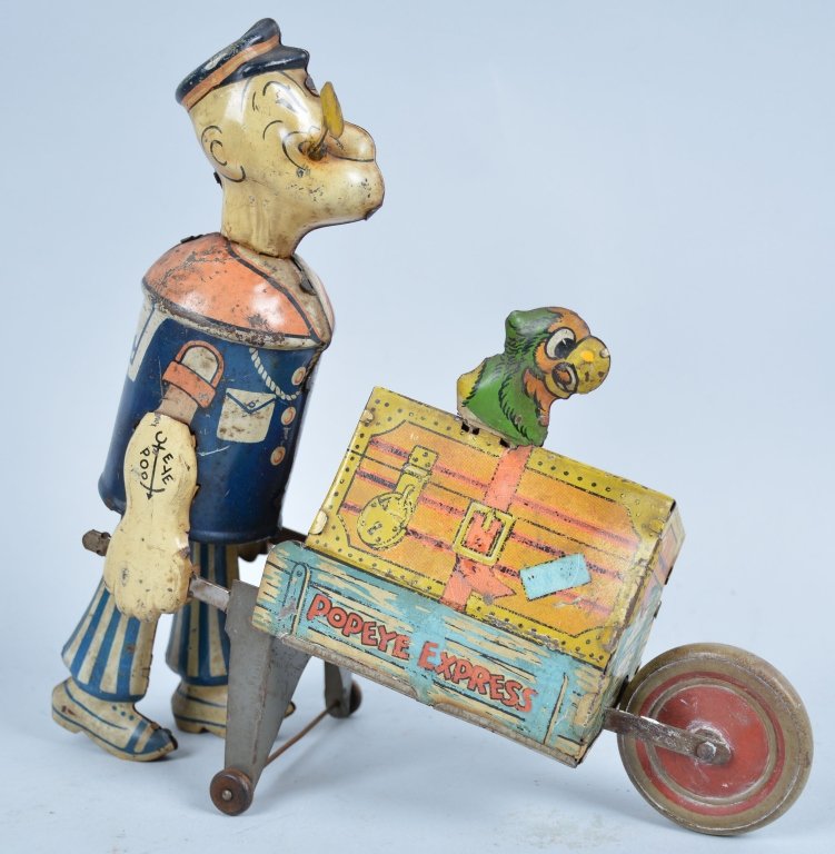 MARX Tin Windup POPEYE EXPRESS: All original. Some litho loss and scratching. Good