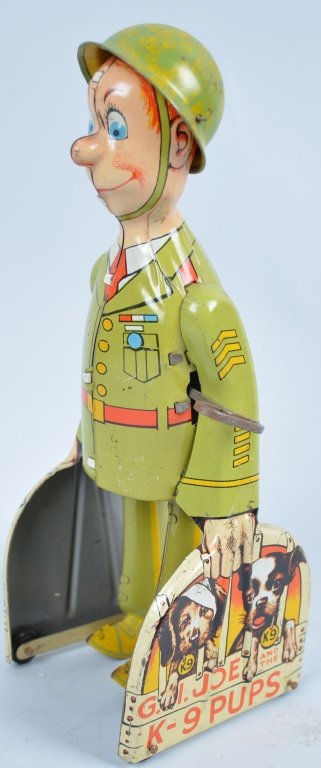 UNIQUE ART Tin Windup GI JOE and K9 PUPS: All original with great graphics. Excellent