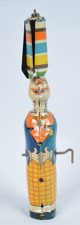 GERMAN Tin Windup CLOWN WHIRLY GIG: All original with great colors. Excellent