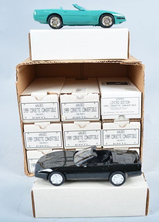 Lot of 11 Corvette Convertible Dealer Promo Cars w: Includes 2- 1991 Limited Edition Corvette Convertibles and 9- 1989 Corvette Convertibles. With Boxes. Near mint
