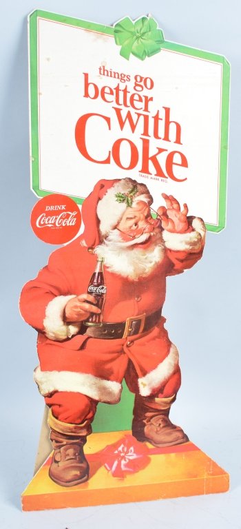 1963 Coca Cola Santa Claus Display: Beautiful 29" cardboard standup display. Great Colors. Excellent