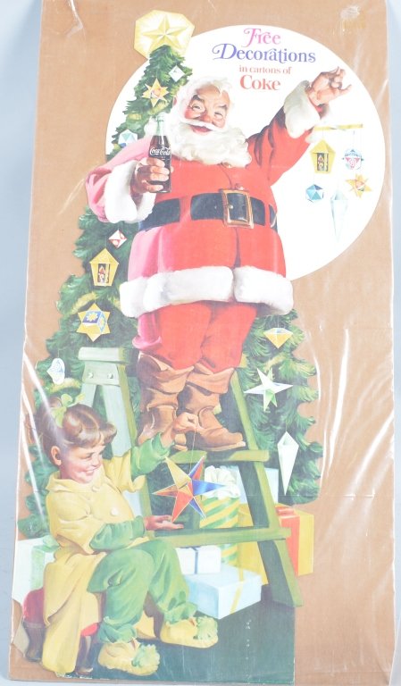 1969 Coca Cola Santa Clause Display: 30" Cardboard Display. Free Decorations in cartons of Coke. Great colors. Unused condition. Near Mint