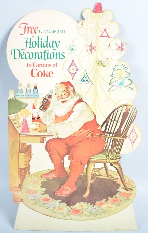 1968 Coca Cola Santa Claus Display: 30" Cardboard Display. Free Decorations in cartons of Coke. Great colors. Excellent