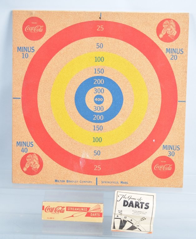 1930s Milton Bradley Coca Cola Dart Board: Nice Dart board with darts and instructions. Excellent