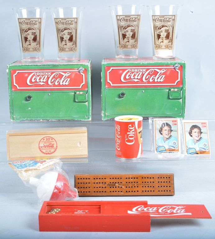 Coca Cola Lot: Includes Calendars, Dominos, Limited Edition Glasses with Boxes, and much more. Excellent