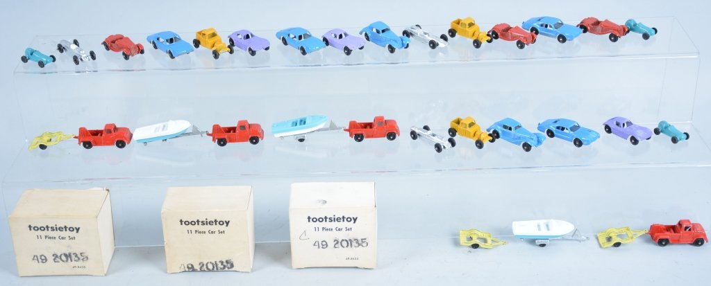 Lot of 4 TOOTSIE TOY 11 PIECE CAR SETS w/Box: Sets from the 1960s. With Box. Near Mint