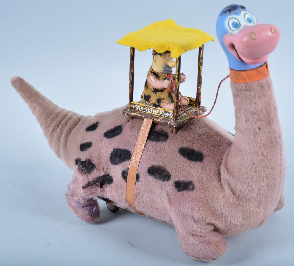Marx Battery Op FRED ON DINO: All original very impressive toy. Clean battery Box. Excellent