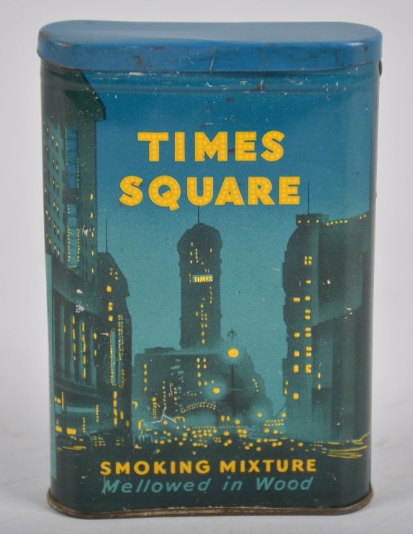 TIMES SQUARE POCKET TOBACCO TIN: Excellent lookinbg tin with city graphiocs and great colors. Excellent
