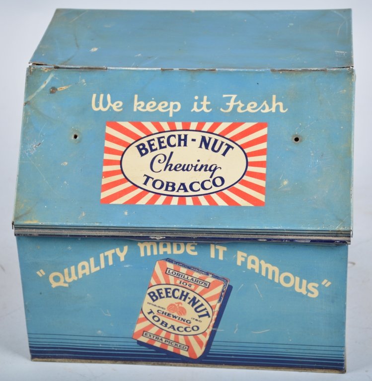 BEECH-NUT TOBACCO TIN COUNTER DISPLAY: Excellent counter display tin. Nice colors. Very Good