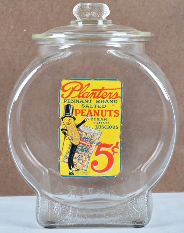 PLANTERS PEANUT STORE DISPLAY JAR: Excellent jar with Mr Peanut Lable. Excellent